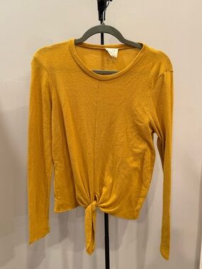 Harper Mustard Long Sleeve Tie-Front Top